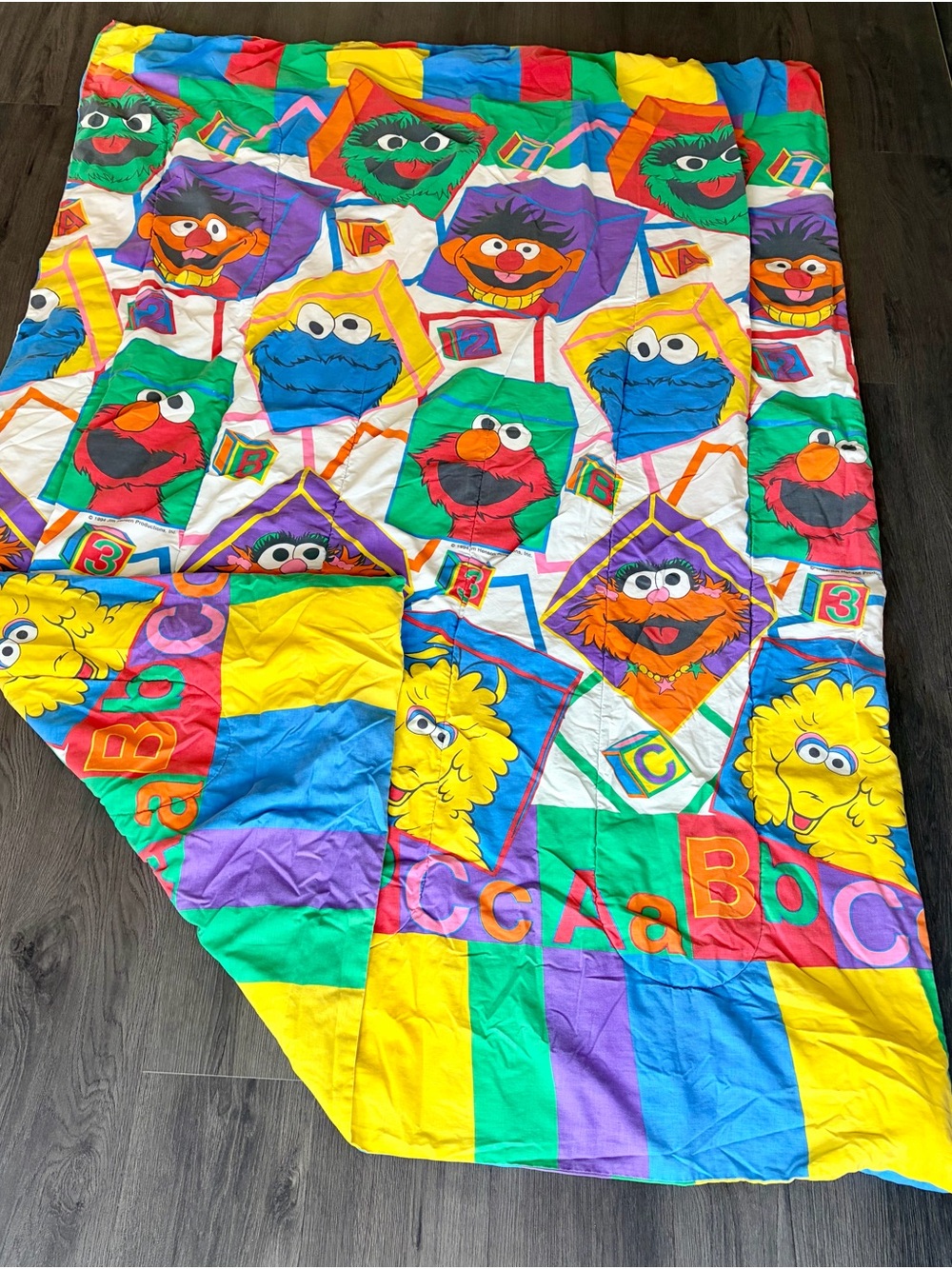Vintage 1993 Sesame Street TWIN Size Quilted Comforter